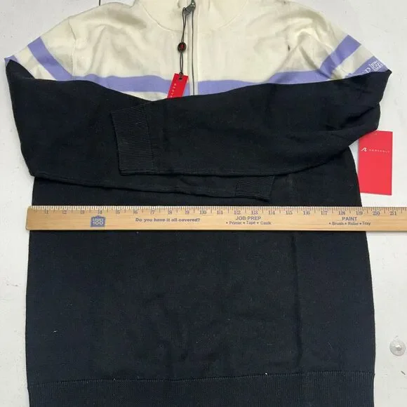 Redvanly White Black Quarter Zip Pullover Cooper Sweater Mens Size Small